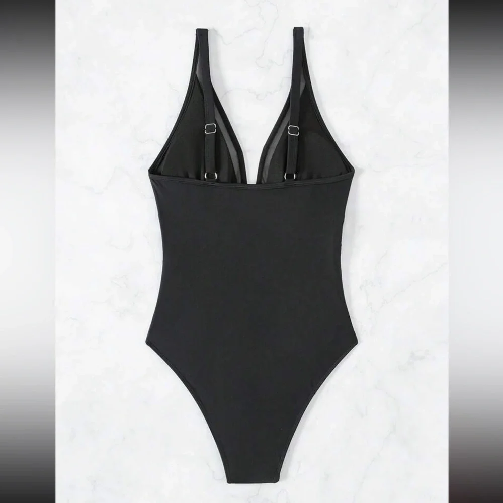 Luxe white mesh insert one piece swimsuit